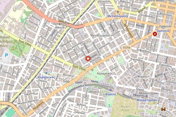 Map showing Rakor in Athens