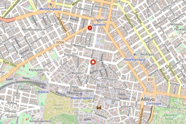 Map showing The Greek Kitchen in Athens