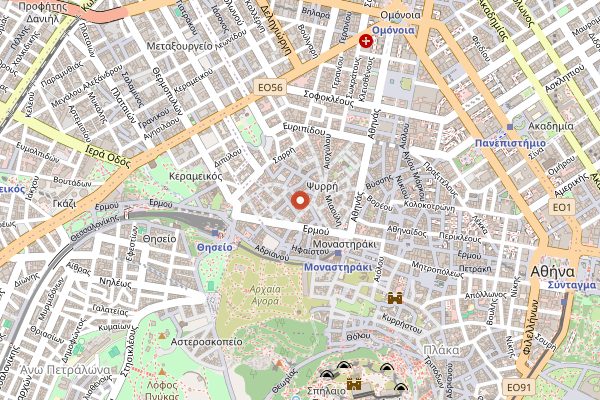 Map showing Chabad of Athens Kosher Restaurant in Athens