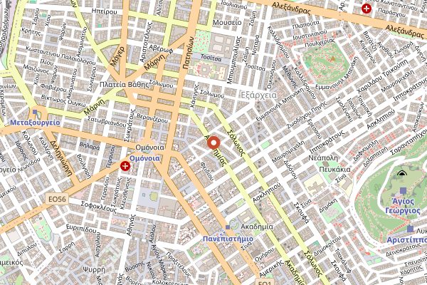 Map showing Mama Tierra in Athens