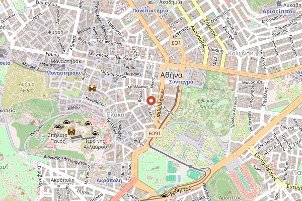 Map showing Winners Vegan in Athens