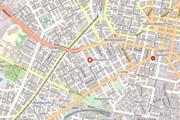 Map showing Aleria in Athens