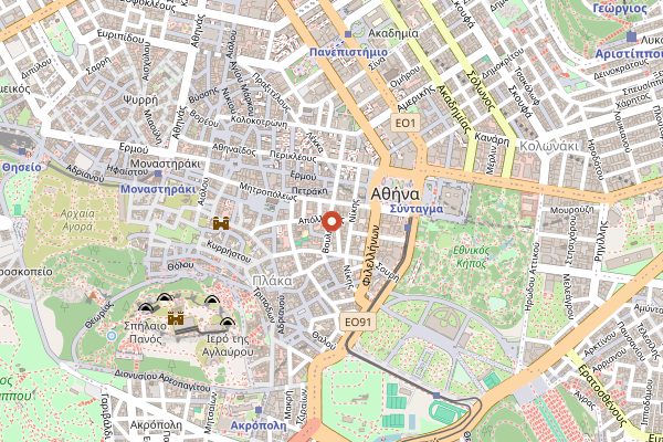 Map showing Birdman in Athens