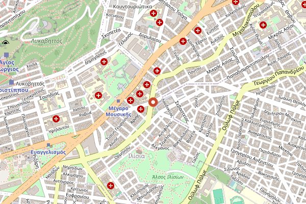 Map showing Cookoovaya in Athens