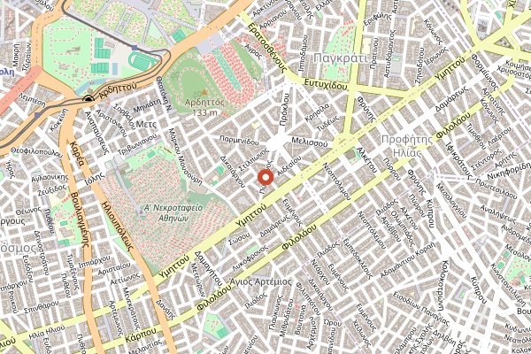 Map showing Spondi in Athens