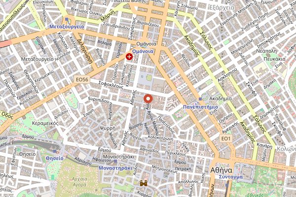 Map showing Krinos in Athens