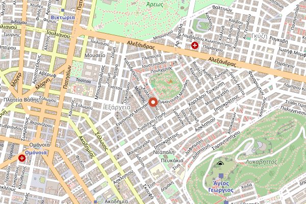Map showing Kallidromiou Saturday Market in Athens