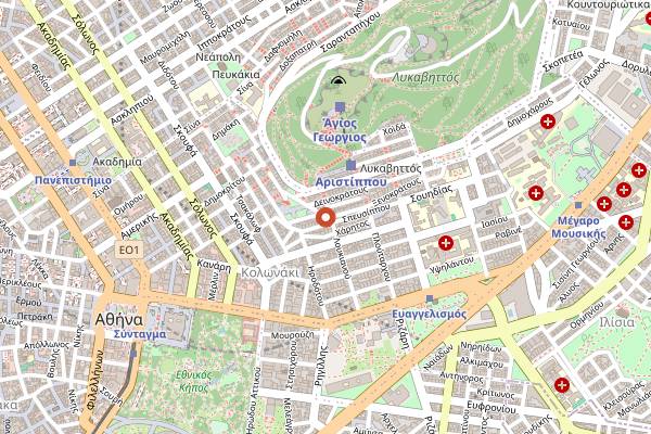 Map showing Maison d'Olive in Athens