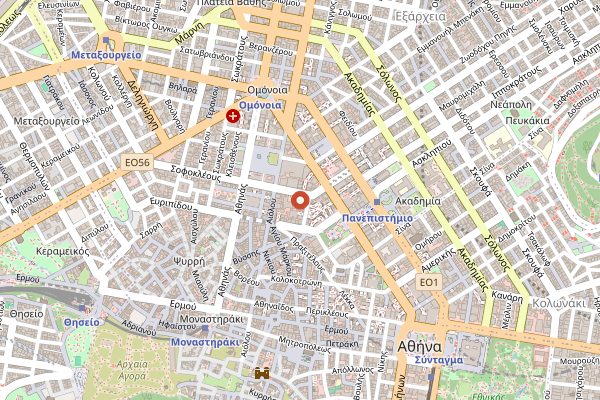 Map showing Pantopoleion tis Mesogeiakis Diatrofis in Athens