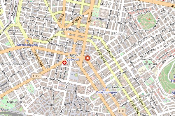 Map showing Athinaikon in Athens