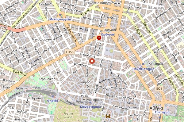 Map showing Diporto in Athens