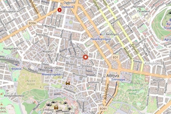 Map showing Etnico in Athens