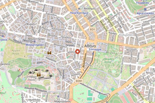 Map showing Ovio in Athens
