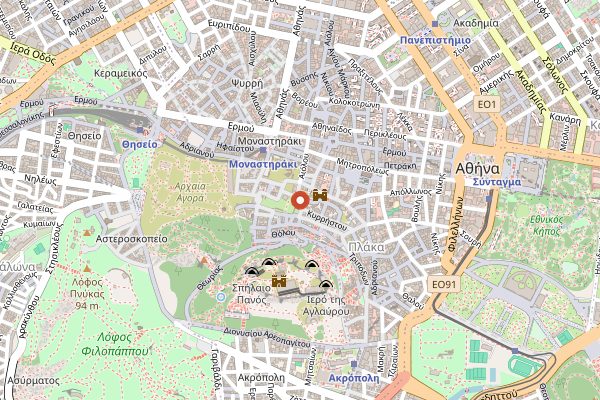 Map showing Taverna Platanos in Athens