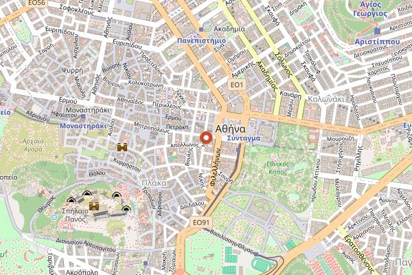 Map showing The Greco's Project in Athens