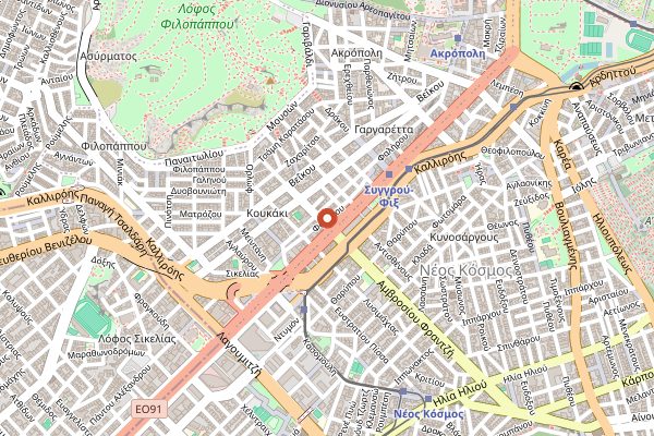 Map showing Materia Prima Koukaki in Athens