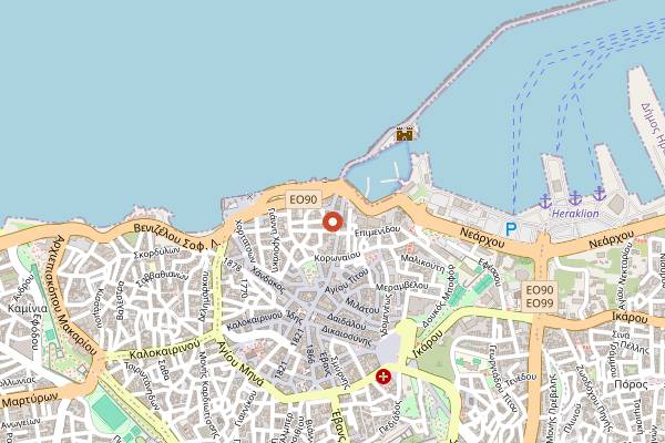 Map showing Ouzeri tou Terzaki in Heraklion