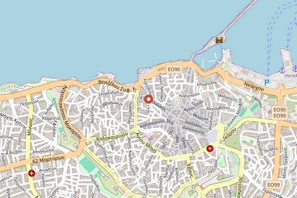 Map showing Heraklion Central Market (1866 Street) in Heraklion