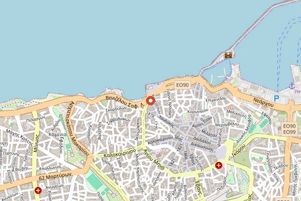 Map showing Parasties in Heraklion