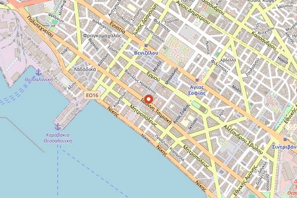 Map showing Aristotelous Corner Bar in Thessaloniki