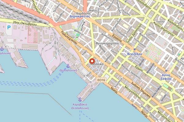 Map showing The Blue Cup in Thessaloniki