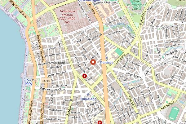 Map showing Roasters Kolektiva Agios Ioannis in Thessaloniki