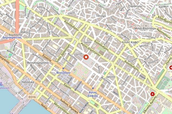Map showing Athonos Square Market in Thessaloniki