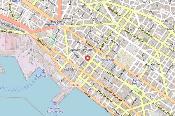 Map showing Modiano Market Stalls in Thessaloniki