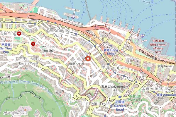 Map showing Mak's Noodle in Hong Kong