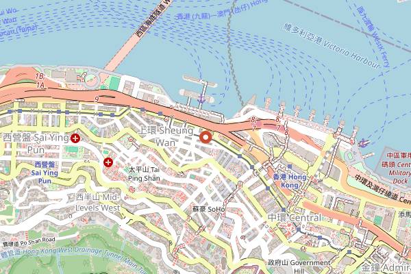 Map showing Lin Heung Tea House in Hong Kong