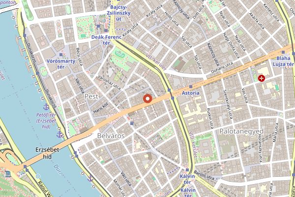 Map showing Auguszt Cukrászda Belváros in Budapest