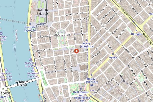 Map showing Málna The Pastry Shop in Budapest