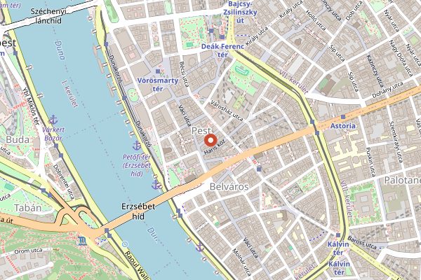 Map showing Szamos Marcipán Cukrászda Párizsi utca in Budapest