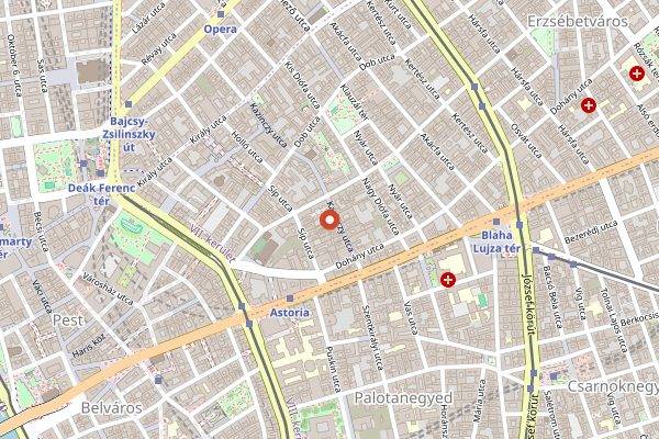 Map showing Szimpla Kert in Budapest