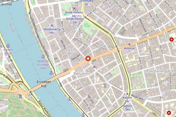 Map showing Cookie Beacon Brunch Ferenciek Tere in Budapest