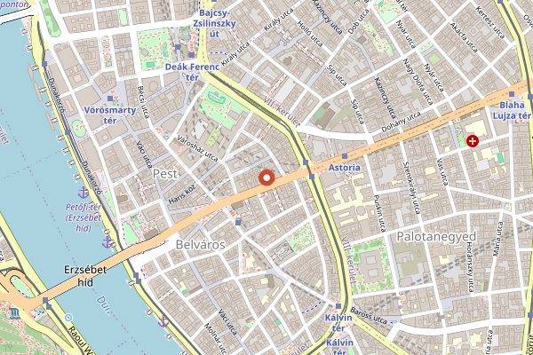Map showing Auguszt Cukrászda Belváros in Budapest