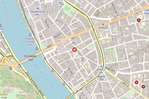 Map showing Centrál Kávéház in Budapest