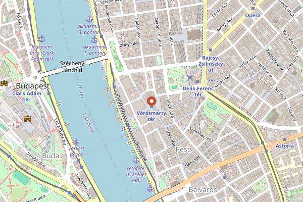 Map showing Café Gerbeaud in Budapest