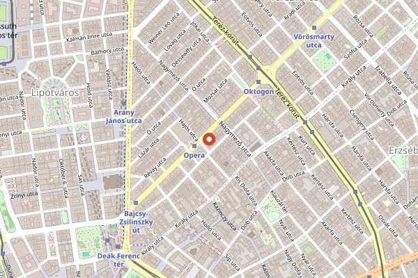 Map showing Művész Kávéház in Budapest