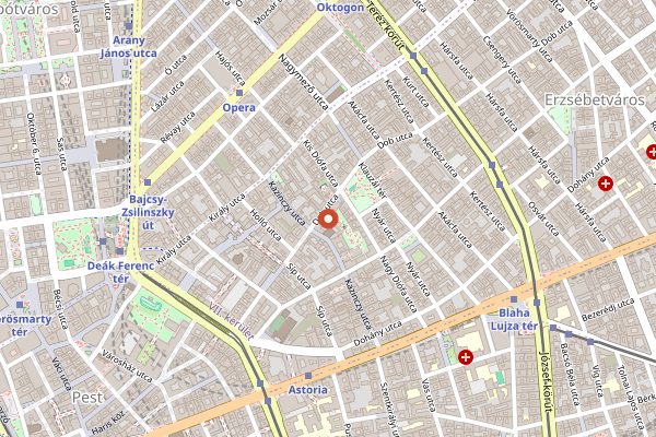 Map showing Hanna Glatt Kosher Restaurant in Budapest