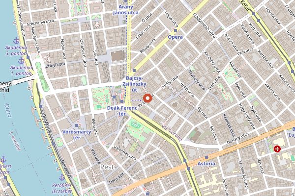 Map showing Hummusbar Király utca in Budapest