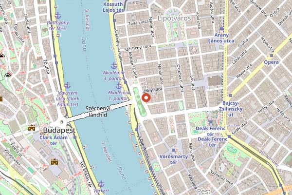 Map showing KOLLÁZS Brasserie and Bar in Budapest