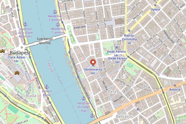 Map showing ONYX Restaurant in Budapest