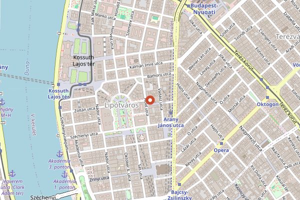 Map showing Belvárosi Piac (Hold Street Market) in Budapest