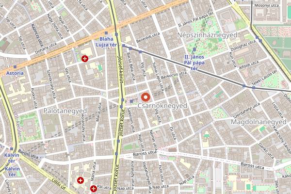 Map showing Rákóczi Téri Vásárcsarnok in Budapest