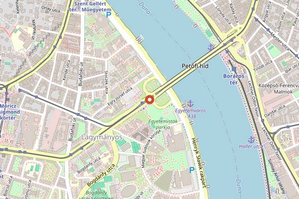 Map showing A38 Ship in Budapest