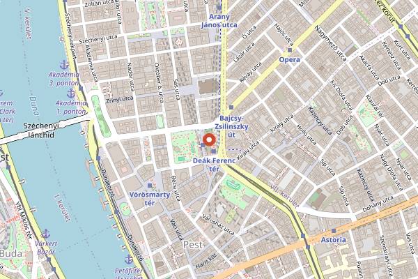 Map showing Akvárium Klub in Budapest