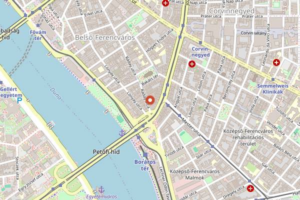 Map showing Jedermann Café in Budapest