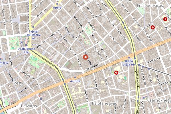 Map showing Szimpla Kert in Budapest