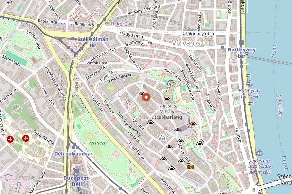 Map showing Pierrot in Budapest
